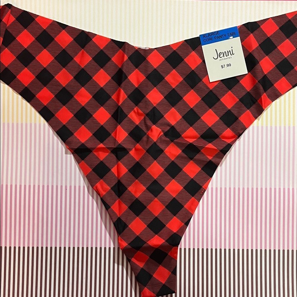 Jenni Red and Black Buffalo Check Plaid Thong